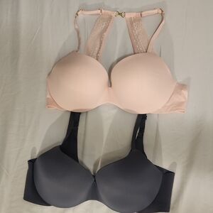 Victoria's Secret Cream and Gray Bras Intimates Collection